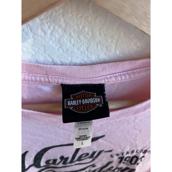 Harley Davidson Pink Short Sleeve Tshirt Women's Size Large Motorcycle Tee - Picture 3 of 5